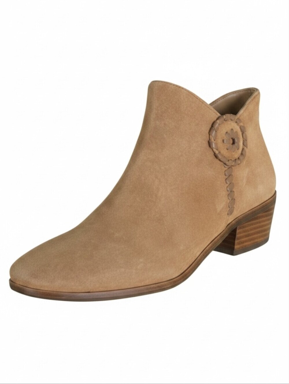 Jack Rogers Peyton Leather Suede Low Heel Classic Booties In Tan Oak Size 8.5